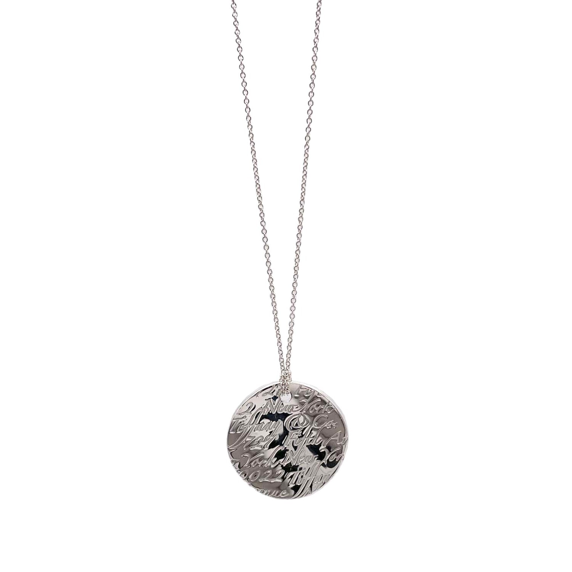 Tiffany & Co. Notes Round Plate Necklace Pendant, Sv925 Silver, Women's